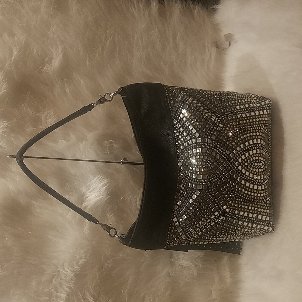 RHINESTONE BLING DESIGN HOBO BAG